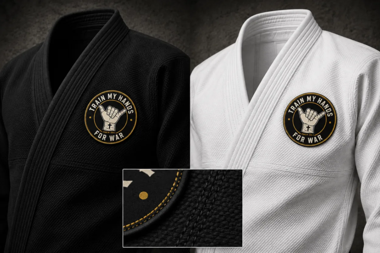 Small woven TMHFW chest patch for a gi lapel